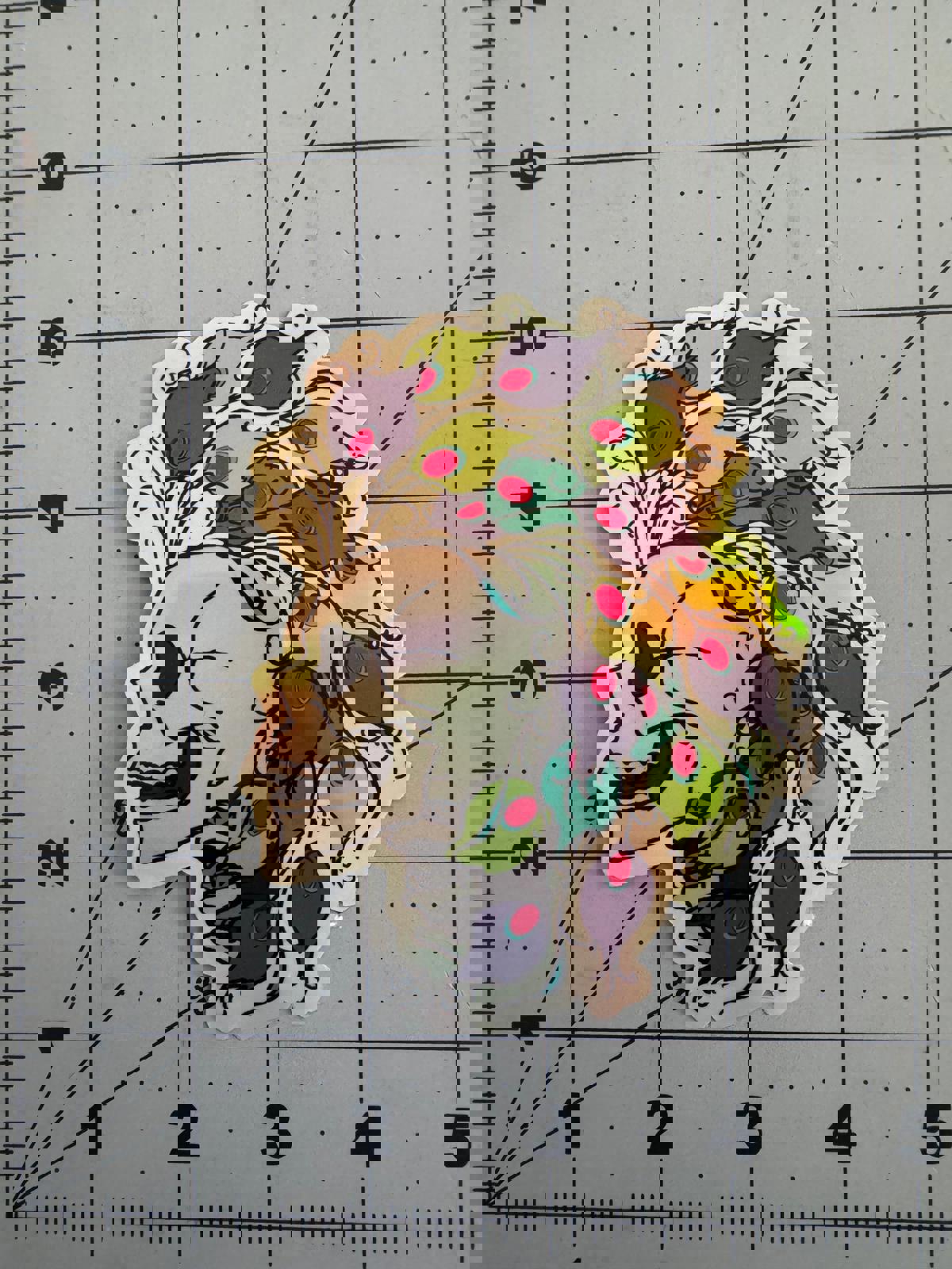 Peacock Mohawk Skull – Holographic Sticker from Syd’s Salacious Stickers Collection