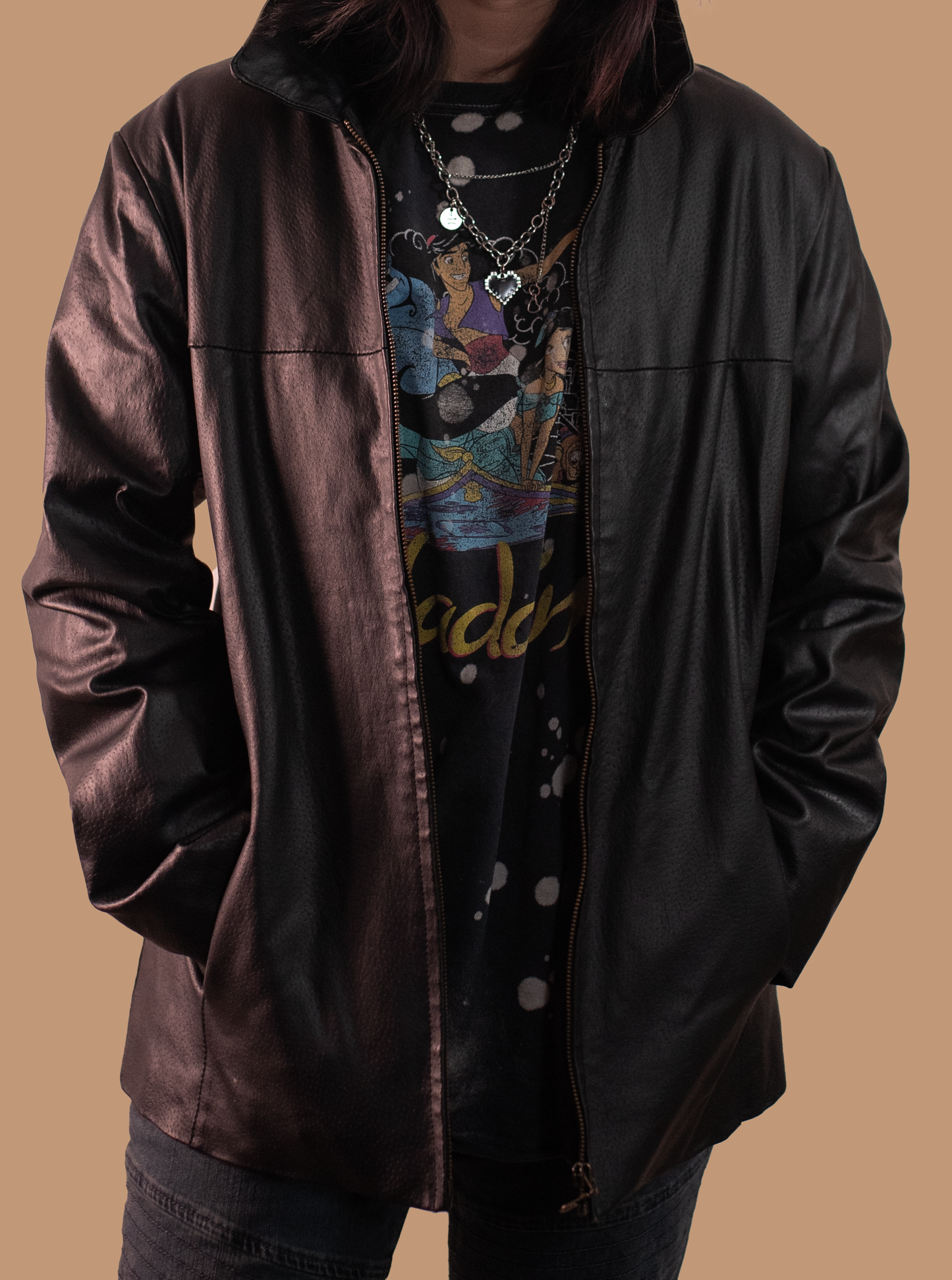 Hand-Painted Black Leather Jacket Azorath Collection – Demon Ram Skull; Ornate Gothic Design | Unique Wearable Art