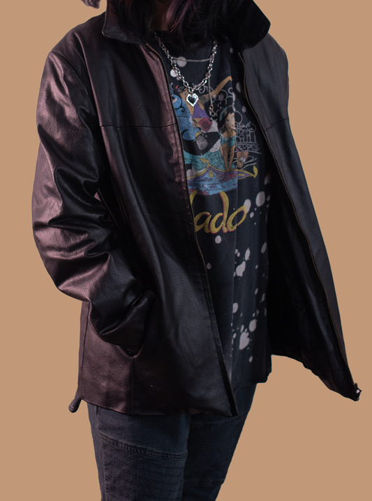 Hand-Painted Black Leather Jacket Azorath Collection – Demon Ram Skull; Ornate Gothic Design | Unique Wearable Art