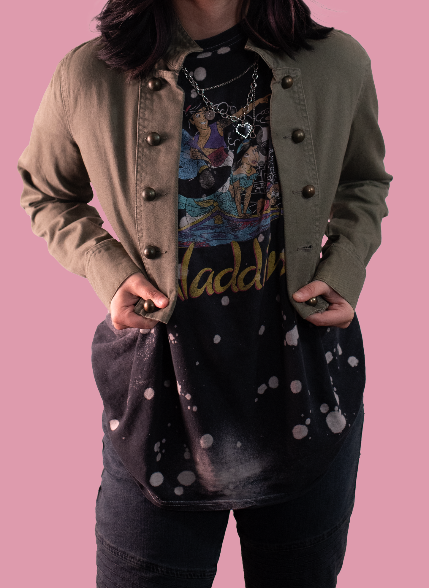 Embroidered Cropped Military-Style Jacket Azorath Collection – Demon Ram Skull Gothic Frame | One-of-a-Kind