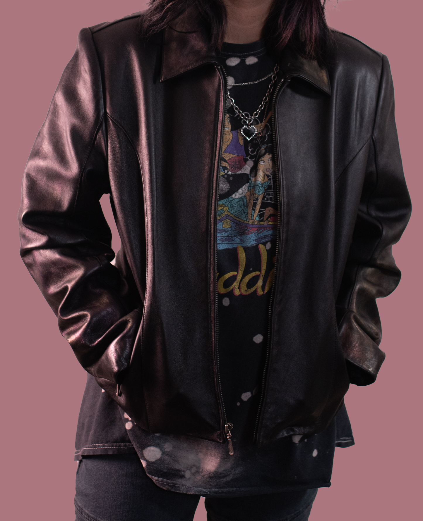 Hand-Painted Black Leather Jacket Nessa Collection – Steer Skull With Floral Artwork One-of-a-Kind Statement Piece