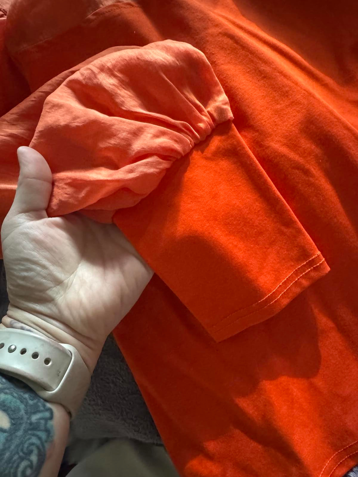 Anthropologie Flat White Orange Bishop Sleeve Sheer Organza Sleeves Retro Chic