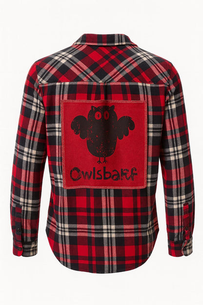 “Owlsbarf” Upcycled Flannel – Woolrich Women’s Small | April 25th Flannels