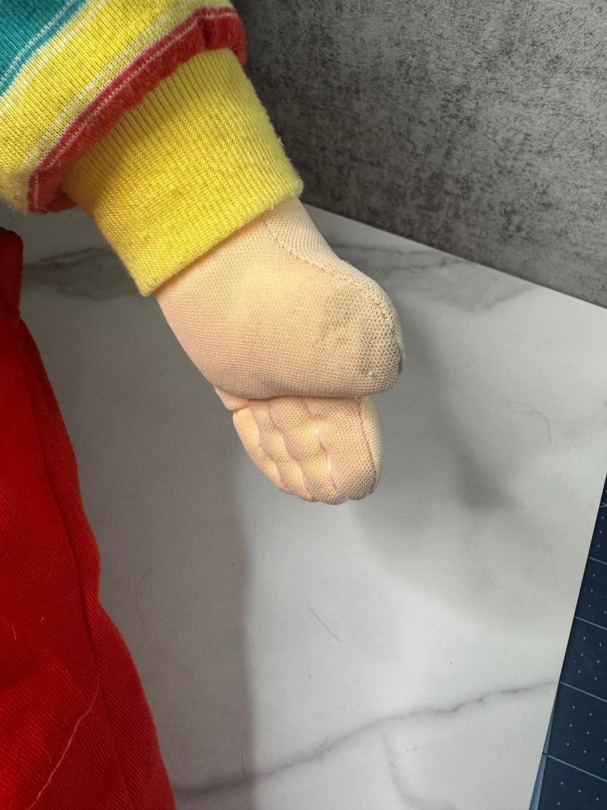 Vintage 1980s My Buddy Doll – Classic Red Overalls u0026 Rainbow Shirt