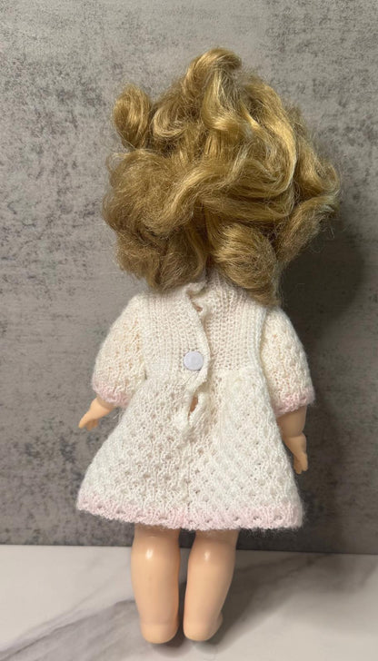 Effanbee Doll in Hand-Knit Dress – Vintage Sweetheart with Big Eyes u0026 Bigger Energy