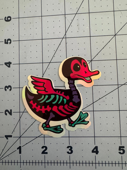 Quack to the Bone – Holographic Duck Skeleton Sticker | Salacious Stickers x Syd’s Collection