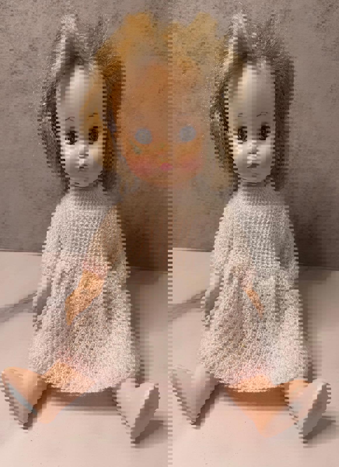 Effanbee Doll in Hand-Knit Dress – Vintage Sweetheart with Big Eyes u0026 Bigger Energy