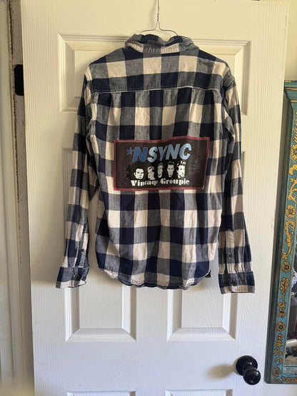 NSYNC Vintage Groupie Upcycled Flannel Men’s Small April 25th Flannels Retro Pop