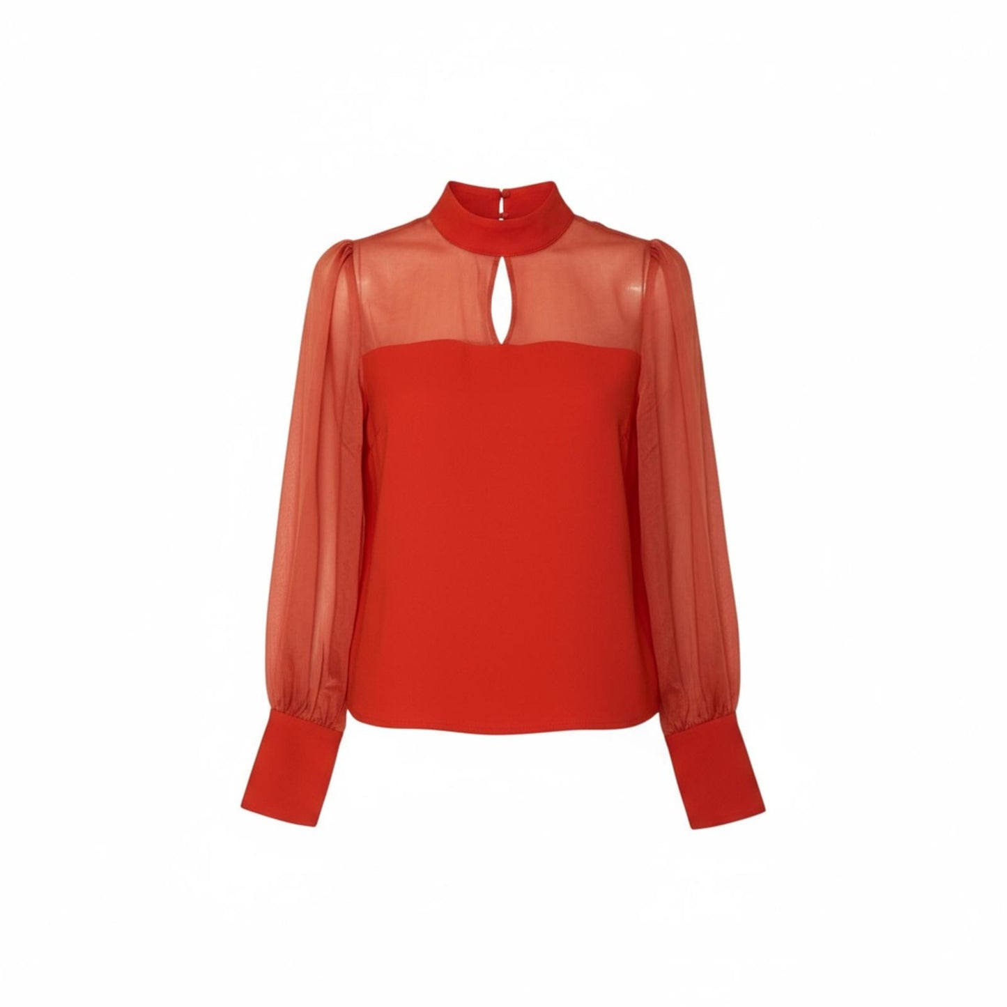 Anthropologie Flat White Orange Bishop Sleeve Sheer Organza Sleeves Retro Chic