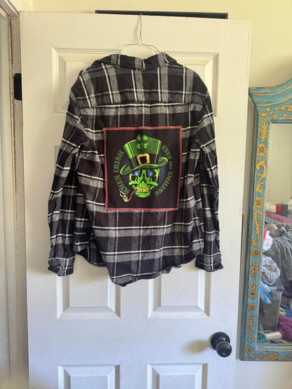 Keep Gettin’ Lucky Skull Calvin Klein Medium Upcycled Plaid April 25th Flannels