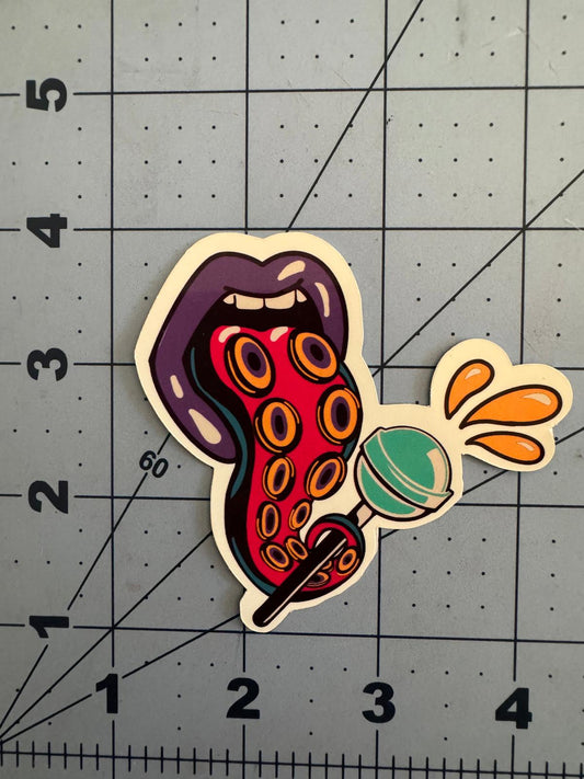 Tentacle Tongue Lollipop Sticker – Salty, Sweet, &amp; Slightly Suspicious