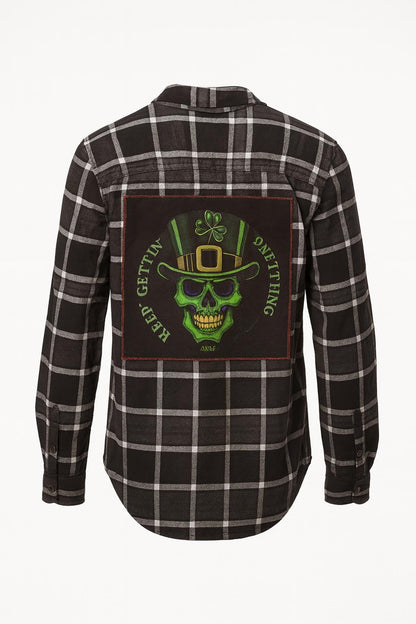 Keep Gettin’ Lucky Skull Calvin Klein Medium Upcycled Plaid April 25th Flannels