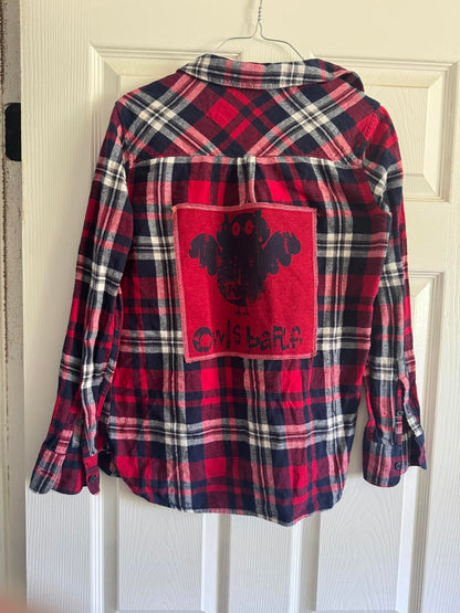 “Owlsbarf” Upcycled Flannel – Woolrich Women’s Small | April 25th Flannels