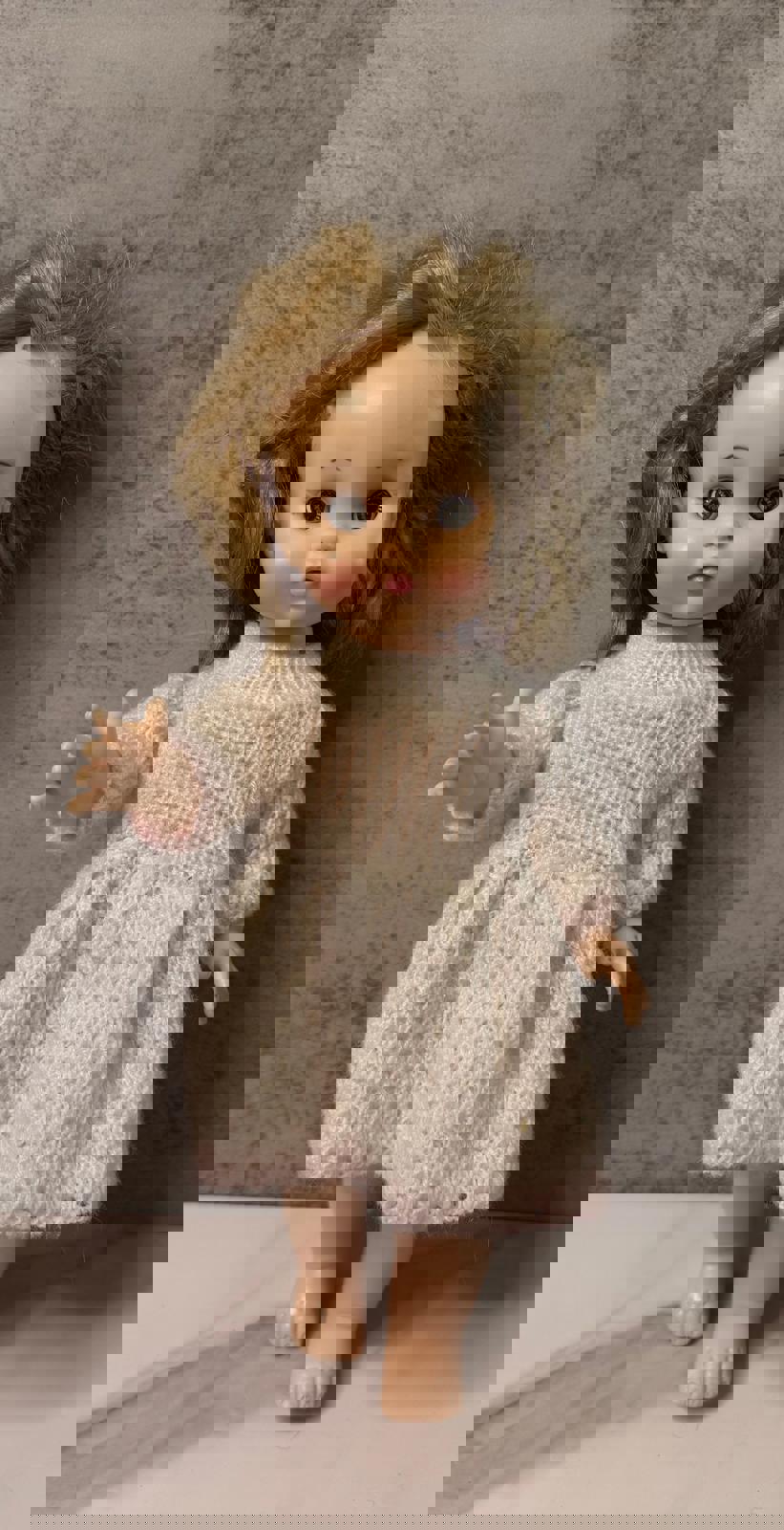 Effanbee Doll in Hand-Knit Dress – Vintage Sweetheart with Big Eyes u0026 Bigger Energy