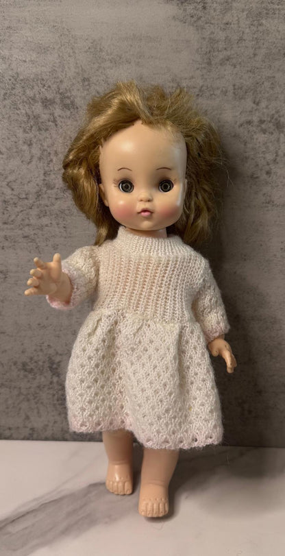 Effanbee Doll in Hand-Knit Dress – Vintage Sweetheart with Big Eyes u0026 Bigger Energy