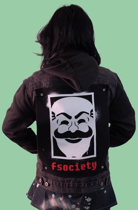 Two Face Threads Jacket – Interchangeable Velcro Back Patch | Customizable Streetwear | Unisex Denim Hoodie
