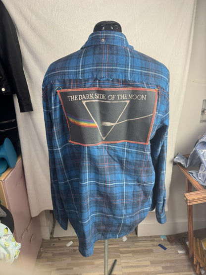 April 25th Flannel Pink Floyd Hurley Upcycled Streetwear Fall Festival Layer