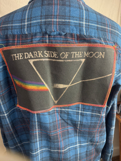April 25th Flannel Pink Floyd Hurley Upcycled Streetwear Fall Festival Layer
