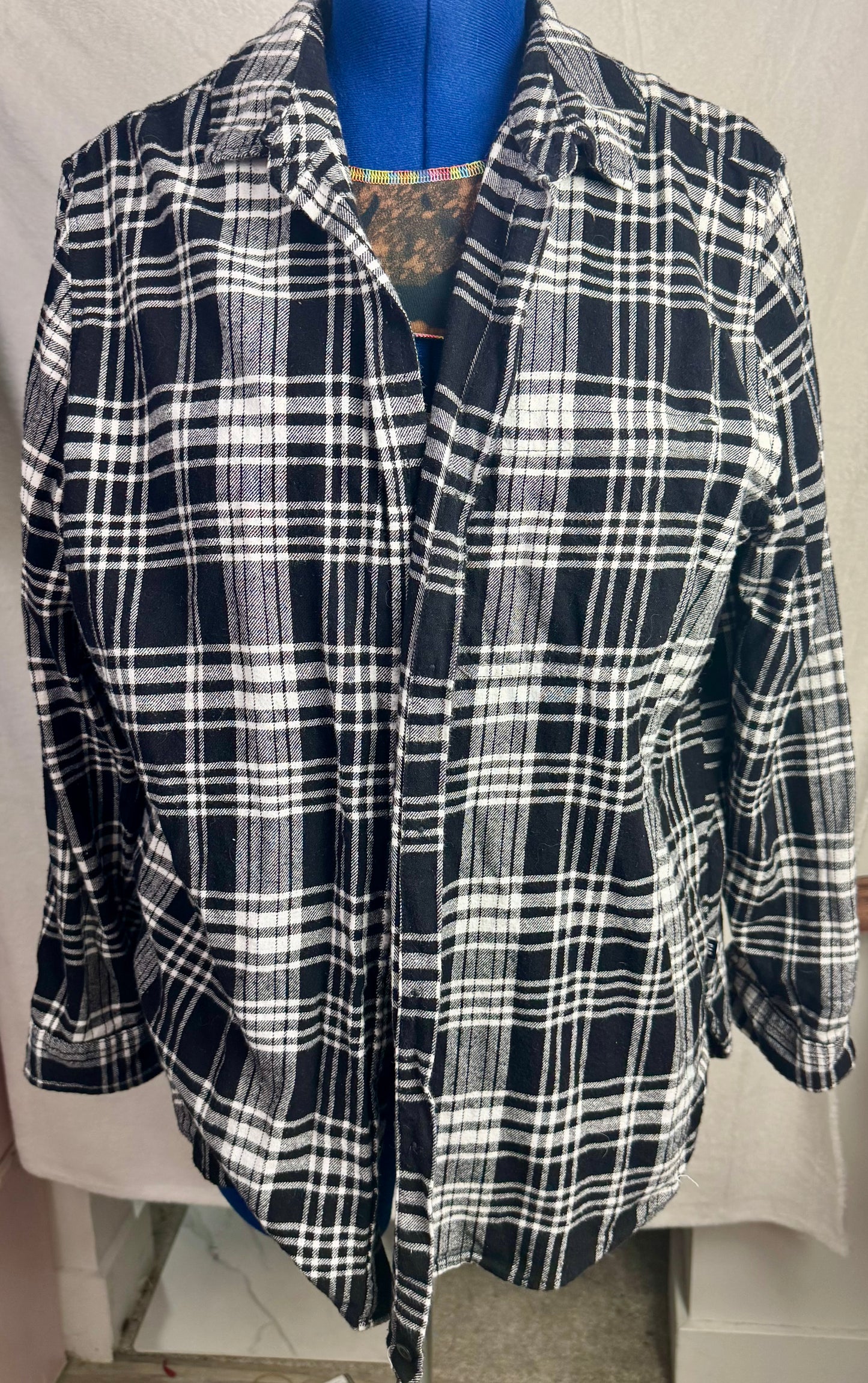 April 25th Flannels – “I’m Actually a Unicorn”  Upcycled Plaid One of one Unisex