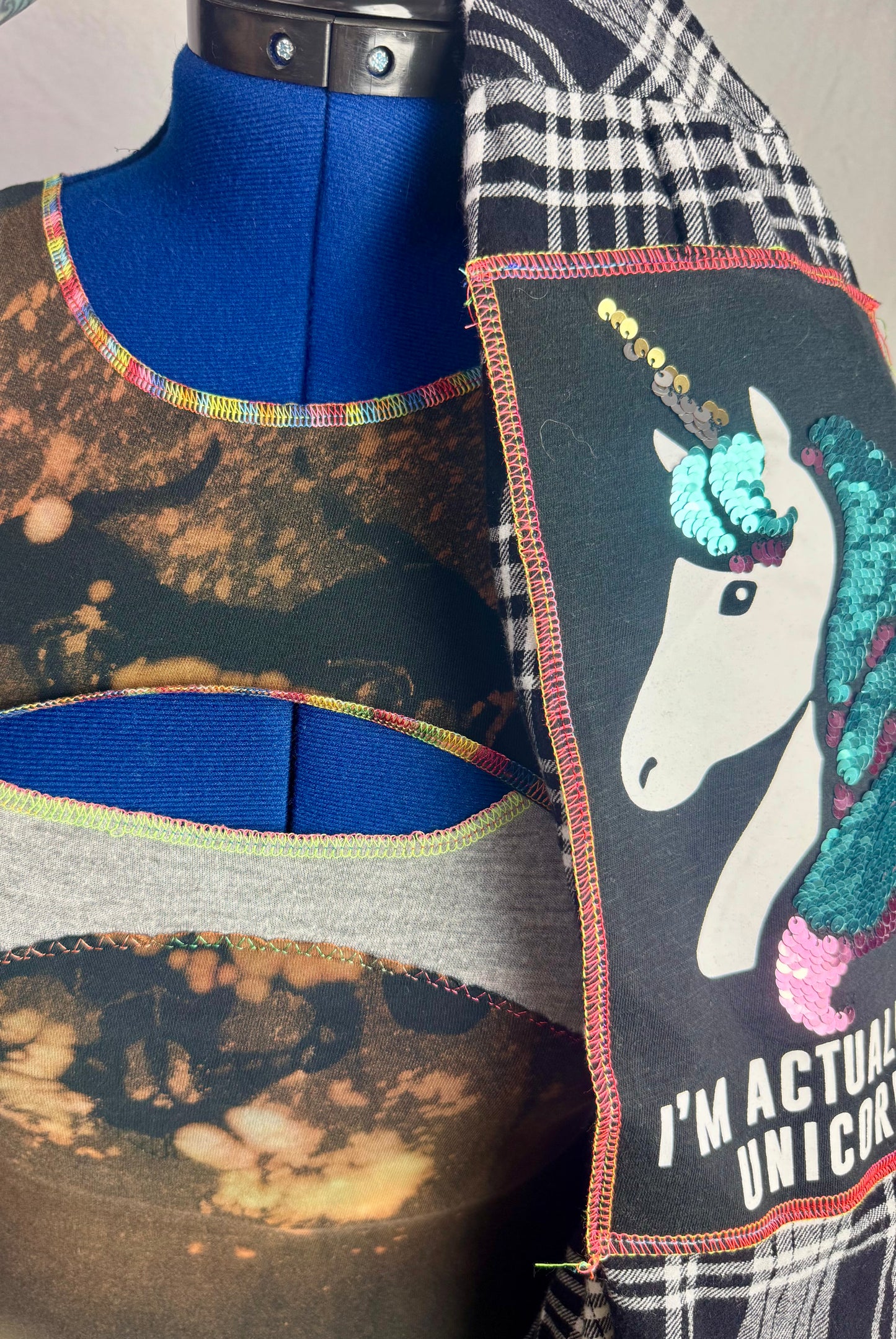 April 25th Flannels – “I’m Actually a Unicorn”  Upcycled Plaid One of one Unisex