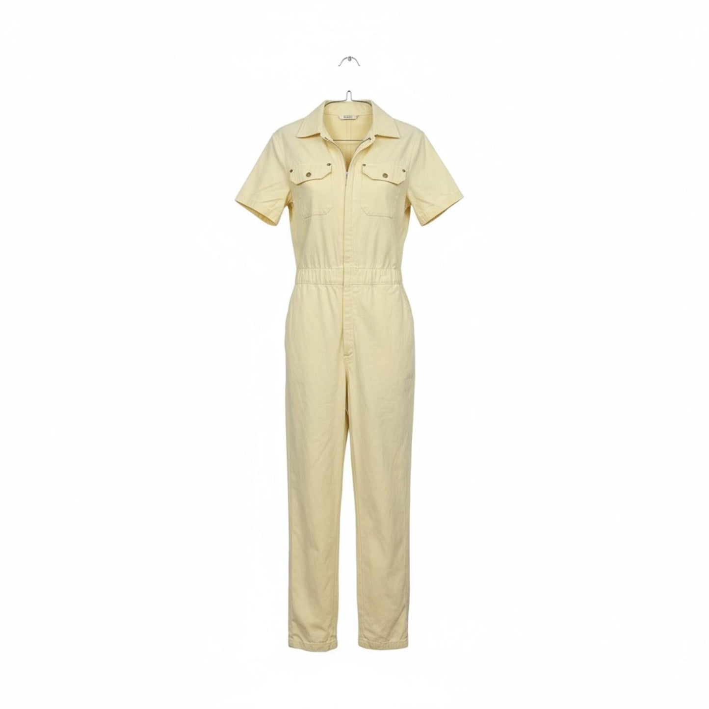 Everlane Short Sleeve Utility Jumpsuit in Buttercream Minimalist Workwear Chic