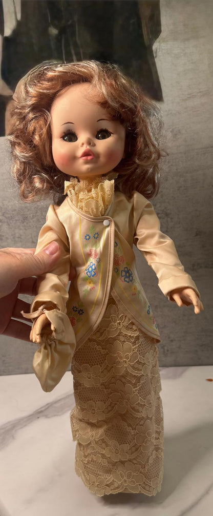 Vintage Furga Italian Made 18” Sleepy Eye Doll – Victorian Lace Outfit u0026 Hat