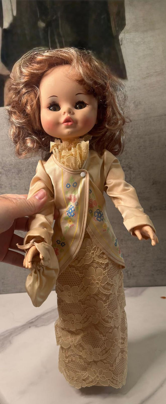 Vintage Furga Italian Made 18” Sleepy Eye Doll – Victorian Lace Outfit u0026 Hat