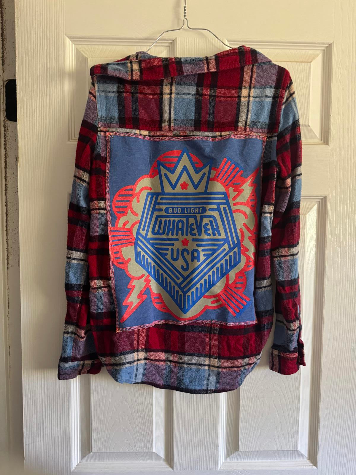 Bud Light “Whatever USA” Upcycled Flannel – American Eagle Women’s Small