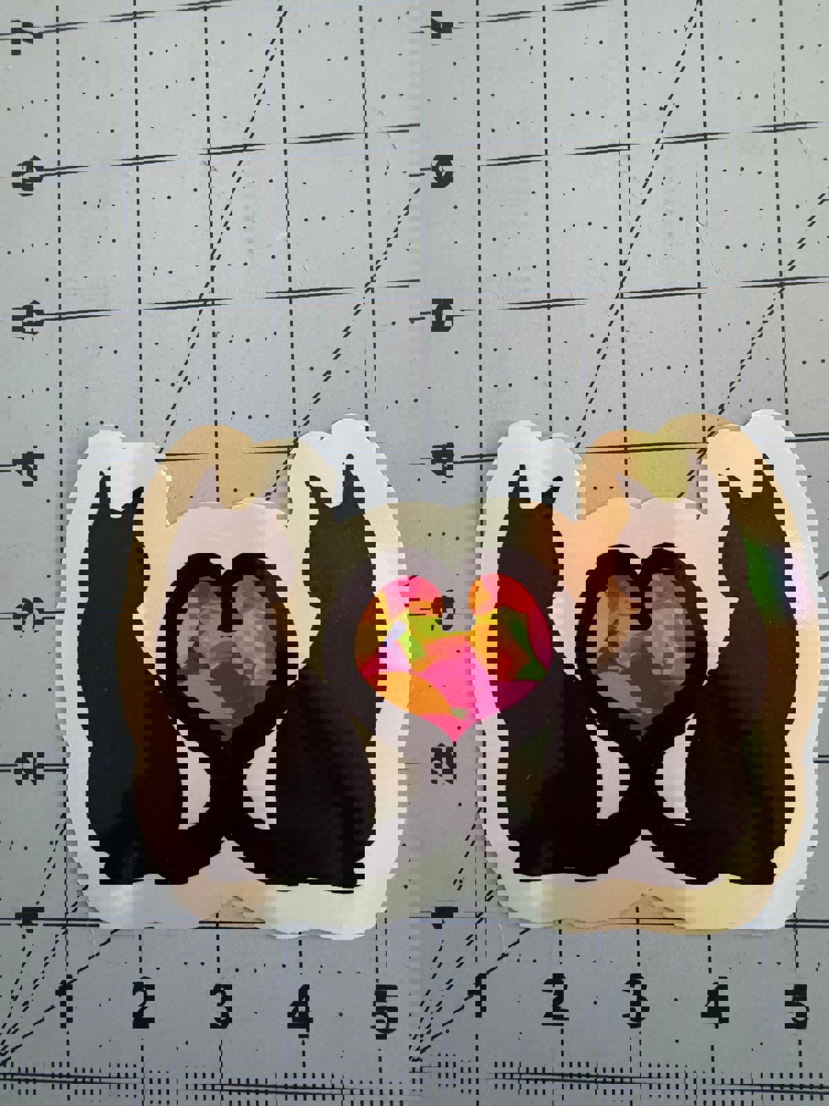 Rainbow Heart Cats Tails Sticker – Holographic or Classic White Vinyl