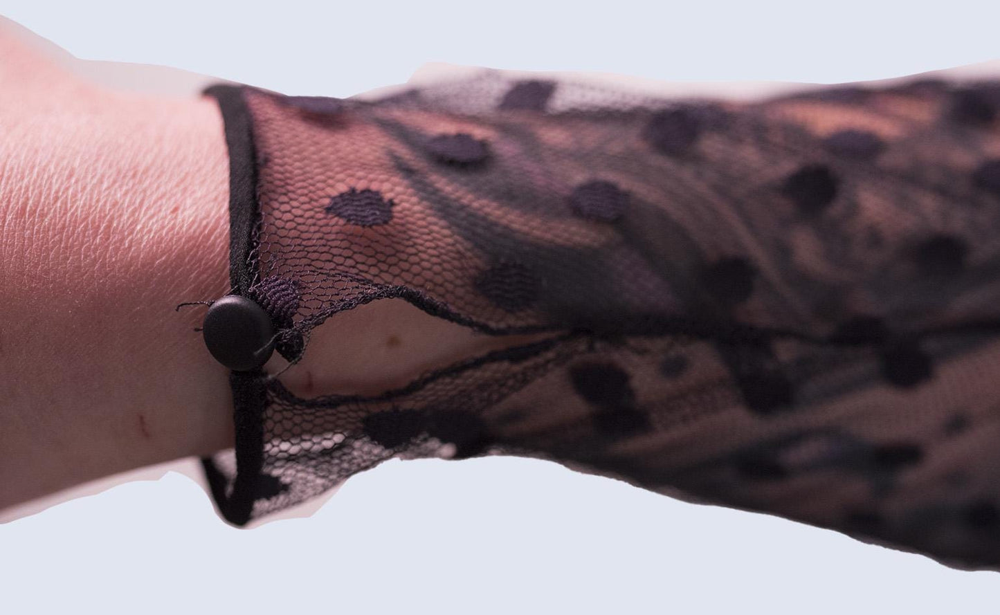 Bill Blass Black Evening Dress Sheer Polka Dot Sleeves Fringe Detail Sequin Accents Cocktail Black Skirt Knee Length Vintage Size 12